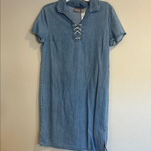 Chico's Blue Lace-Up Denim Dress